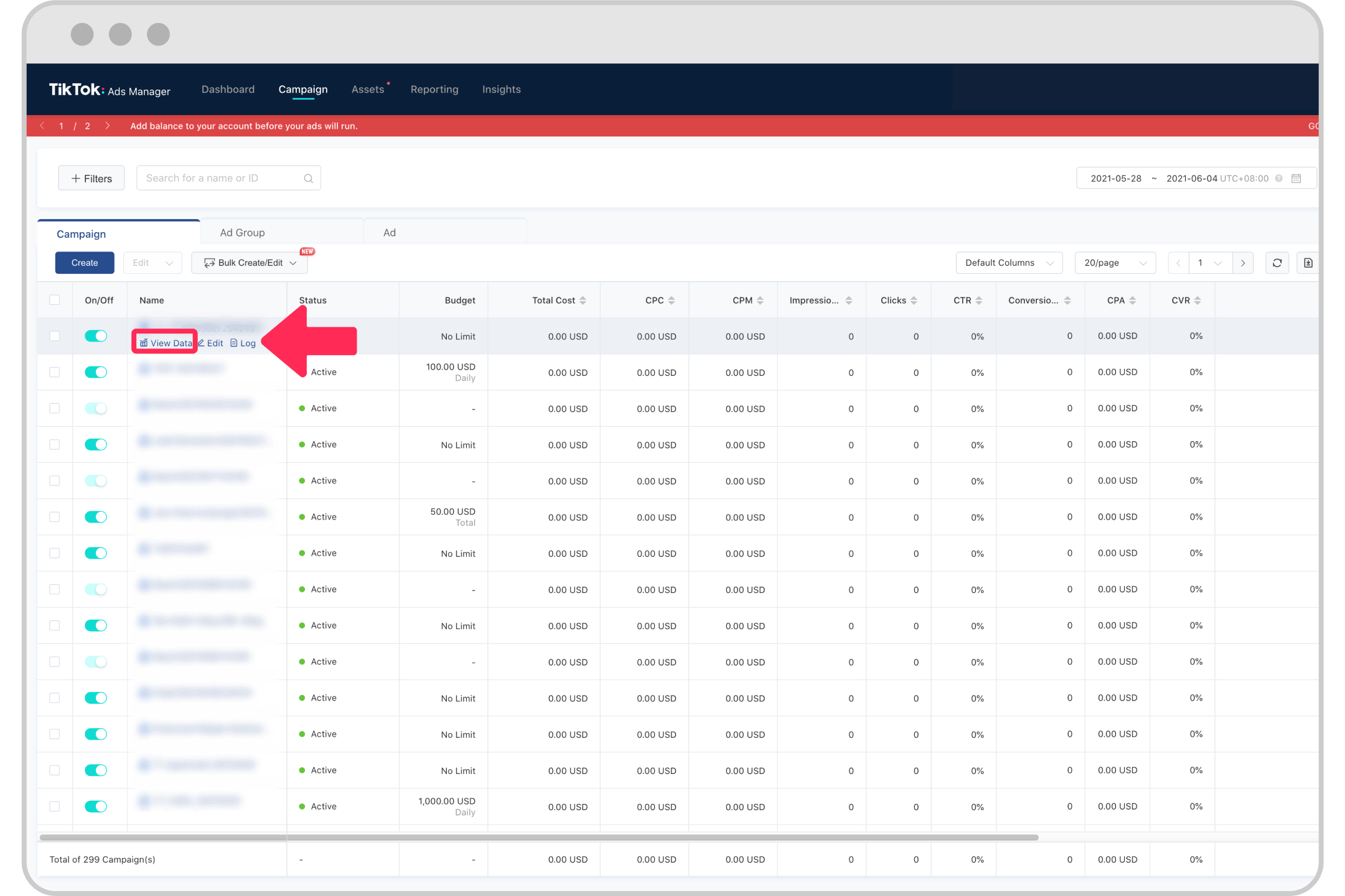 View Your Campaign Data TikTok Ads Manager