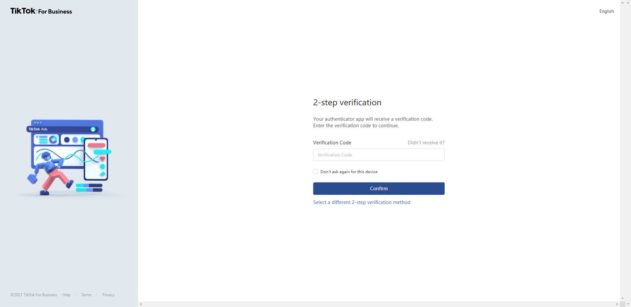 Two-Step Verification | TikTok For Business